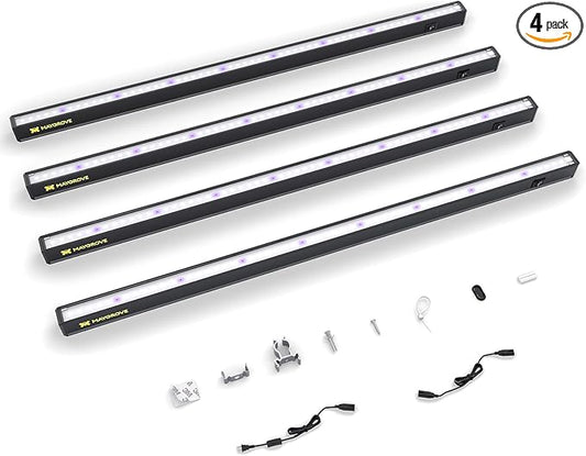 Plant Grow Lights 2FT, Blue-Rich Full Spectrum 5000K, 60W(4 x 15W), T5 LED Grow Light Strips for Indoor Plants and Succulents, High PPFD, Linkable, Black, 4-Pack