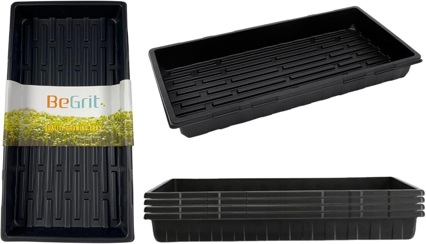 BeGrit 1020 Trays Thickened Nursery Plant Trays Seedling Tray Seed Starter Tray Microgreen Growing Tray No Drain Holes -6 Pack