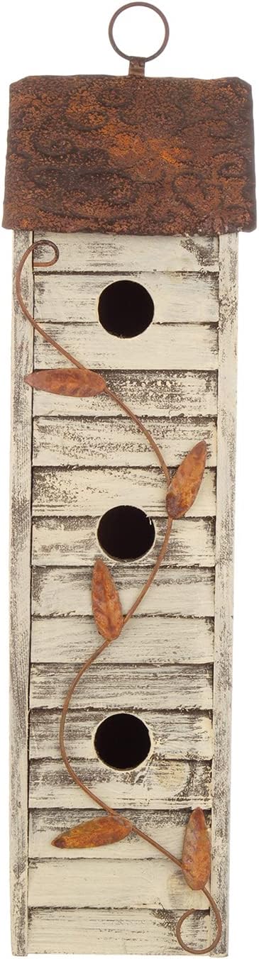Glitzhome 17.95" H Wooden Three-Tier Hanging Distressed Garden Birdhouse Decorative Bird House for Outdoors
