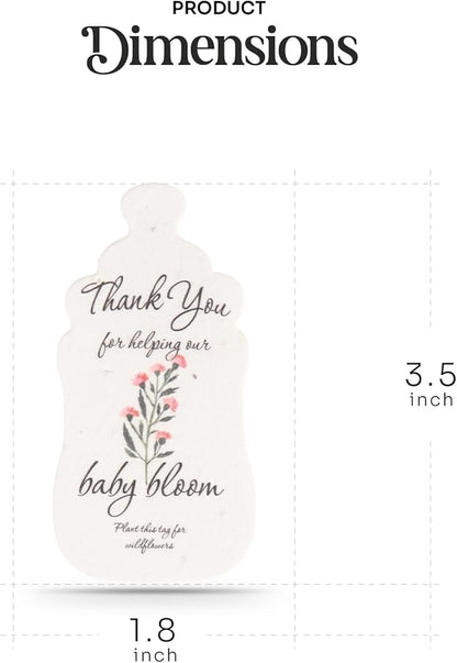 Baby Bottle Shaped Seed Paper – 5 Pink Baby Shower Favors for Guests with Wildflower Seeds, Writable & Plantable, Gender Reveal, Birthday Gifts for Guest