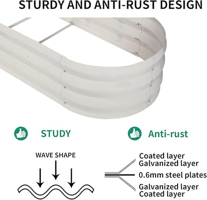 GADI Raised Garden Bed Kit for Vegetables Flower Galvanized Metal Planter Boxs Designed for Easy DIY and Cleaning Not Twist Or Rot (Milky White)
