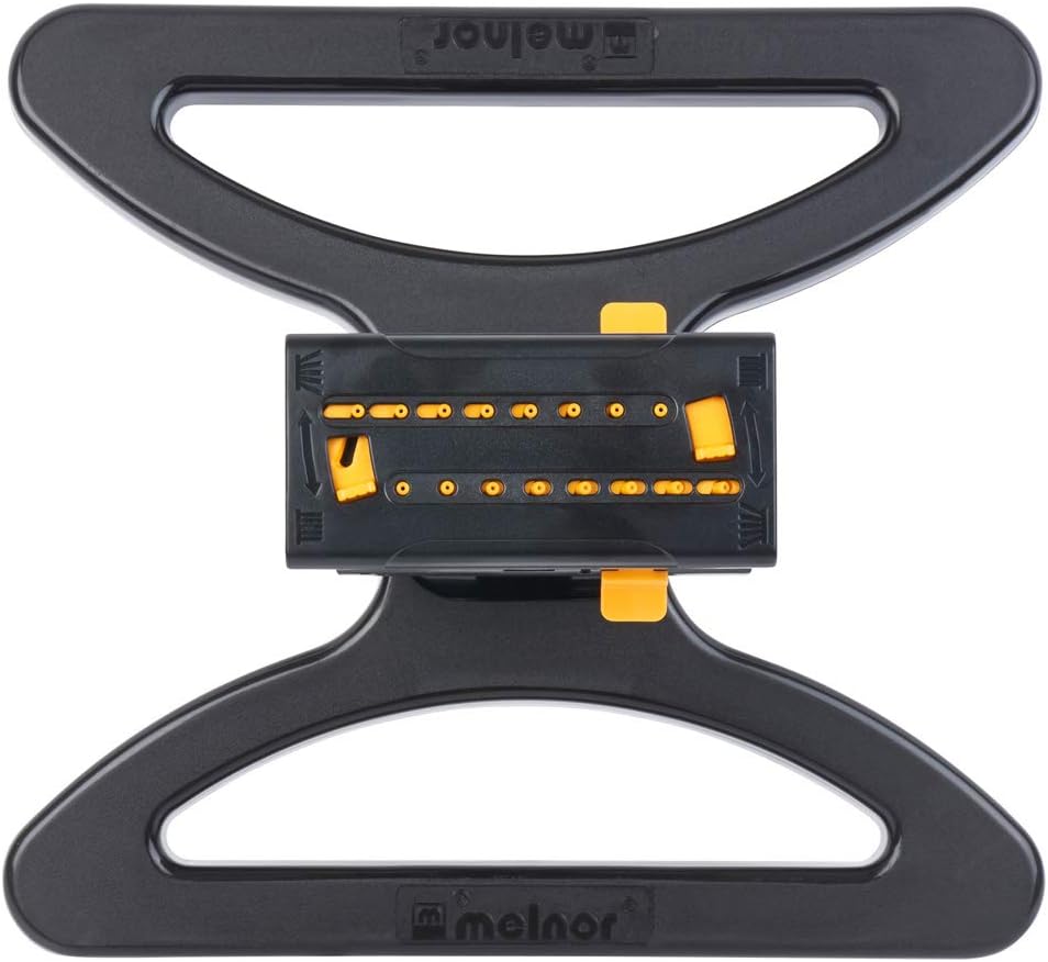 Melnor 65003-AMZ Mini Oscillating Sprinkler with Product Adapter Watering Set, On Base, Black, Yellow