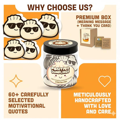 Positive Dumpling Jar with 60 Daily Affirmation Cards, Emotional Support Dumplings, Dumpling Gifts, Dumpling Gifts For Women