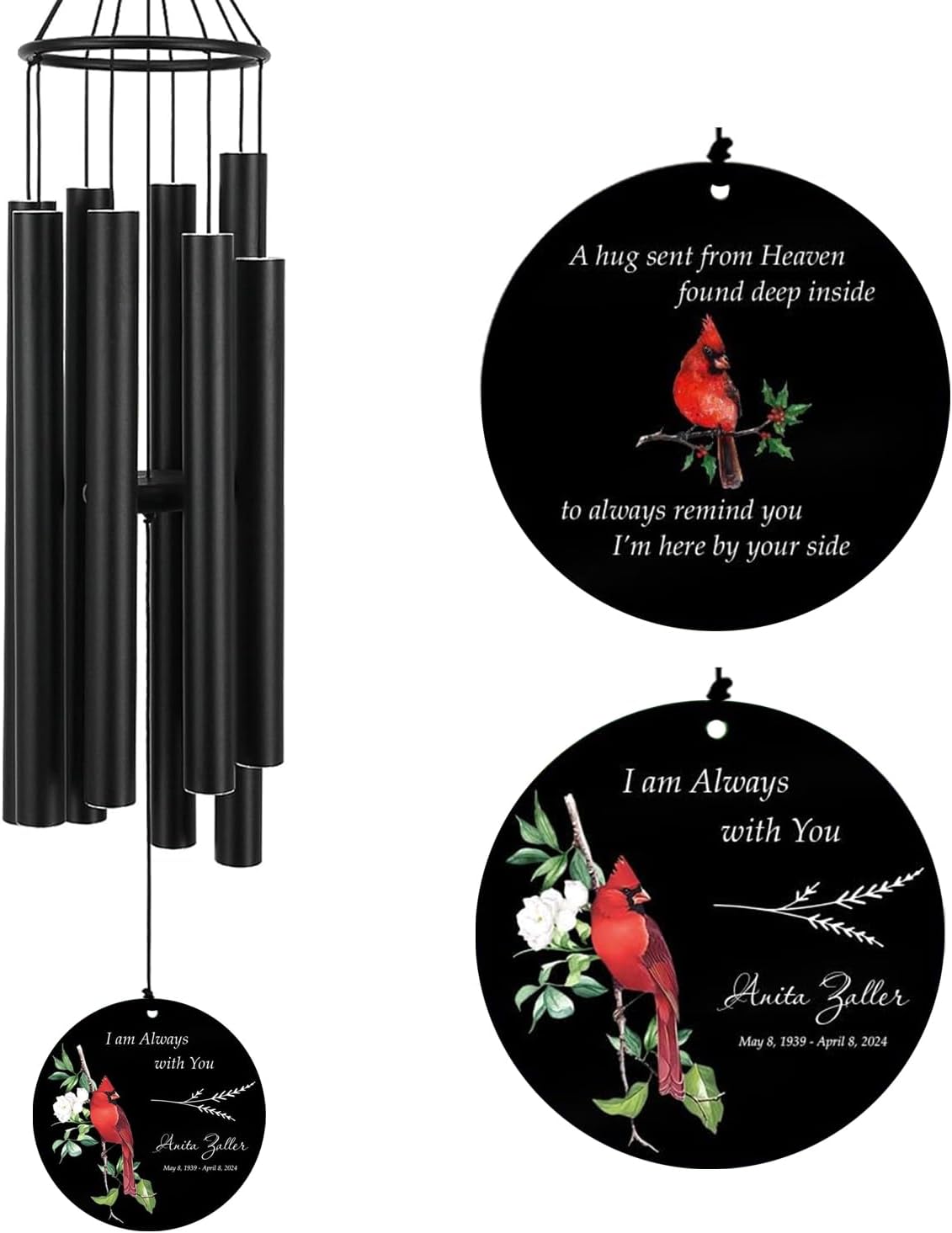 Personalized 36" Memorial Wind Chimes for Outside, Sympathy and Bereavement Gift for Loss of Loved One, A Thoughtful Remembrance of Mother, Father or Husband for Garden and Patio