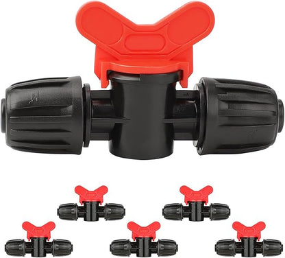 Bonviee 6 Packs 5/16” Drip Irrigation Shut Off Valve, in-Line Barbed Locking Valve for 5/16 Inch Tubing, Water Flow Control for Garden, Greenhouse, Raised Bed Systems