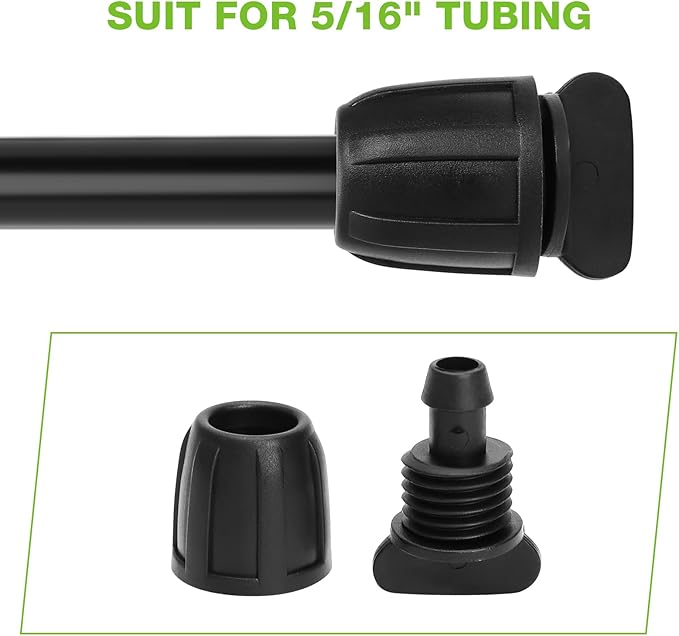 Bonviee 10 Pack 5/16” Drip Irrigation End Cap Connectors, Barbed Lock End Plug Fittings for 5/16 Inch Tubing, Leak-Proof Closure for Garden Hose Drip Line Termination, Easy No-Leak Installation
