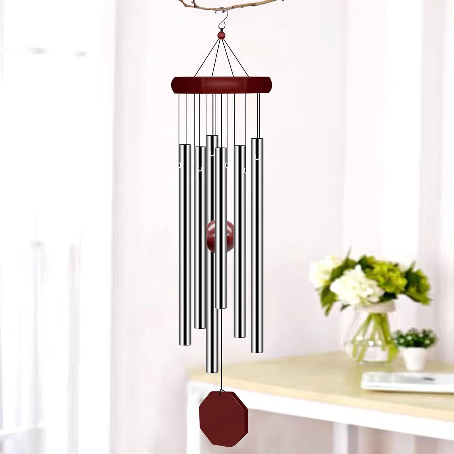 Memorial Wind Chimes Outdoor Large Deep Tone, Sympathy Wind-Chime Personalized with 6 Tuned Tubes, Elegant Chime for Garden Patio Balcony and Home