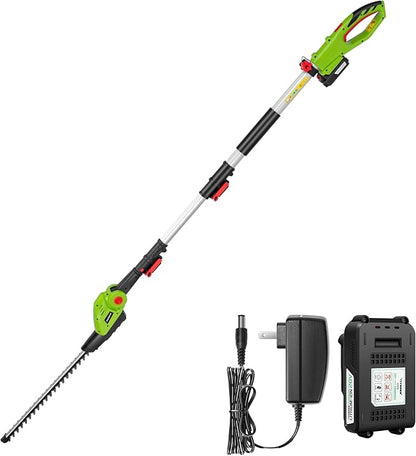 VIVOSUN 20" Cordless Pole Hedge Trimmer, 20V Electric Bush Trimmer with 20” Dual-Action Laser Blade, Adjustable Cutting Head, 0.55" Cutting Capacity, 2.0AH Battery and Fast Charger Included