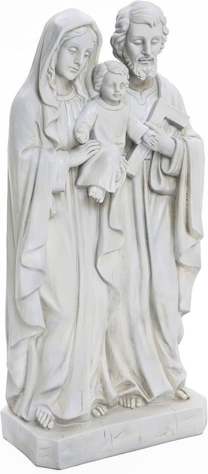 LuxenHome Holy Family Statue, 19 Inch Tall Off White Polyresin Holy Family Statue Catholic, Indoor Outdoor Patio Decor for Sagrada Familia Estatua, Garden Home Decor Gift