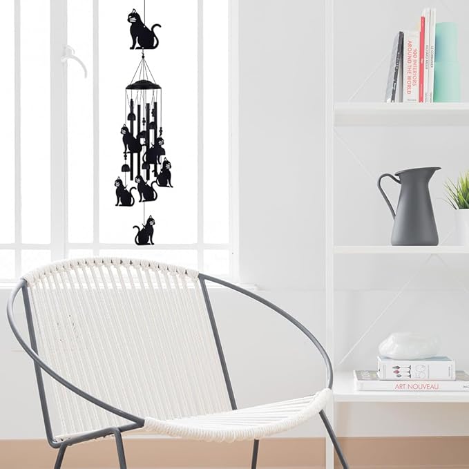 Cats Wind Chimes Outdoor, Memorial Wind Chimes, Mobile Cats Bells, Music Wind Catcher, Cat Wind Chime for Home, Tree, Yard, Patio, Garden Decoration, Festival Gifts for Mom, Xmas Gifts for Cat Lovers