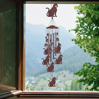 Cats Wind Chimes Outdoor/Indoor Decoration -Hand-Made Cats Wind Catcher, Music Wind Chimes, Cat Chimes, Blessing Wind Chime, Mobile Cat Wind Bells Gifts for Mom,Home,Balcony,Tree,Festival,Garden Decor