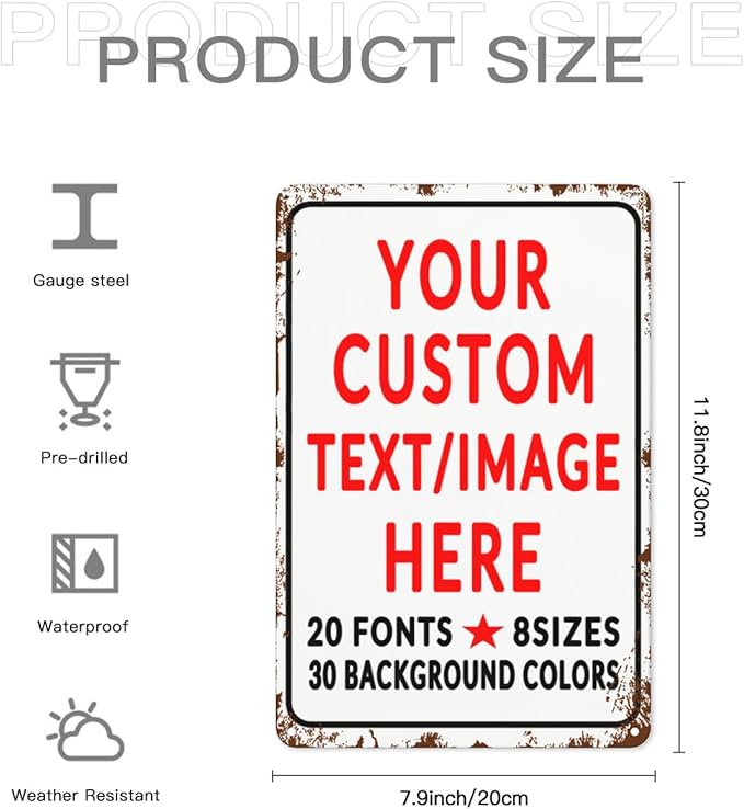 Custom Sign Personalized Custom Metal Sign, Customize For Office, Business, Workplace, Office, Home, Delivery Signs 8x12