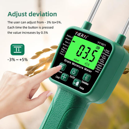 Portable Hay Moisture Meter, LCD Digital Tool Moisture Meter, Wheat Soybean Grain Moisture Tester, with Voice Broadcast, for bran, Forage Grass, Testing Fibre