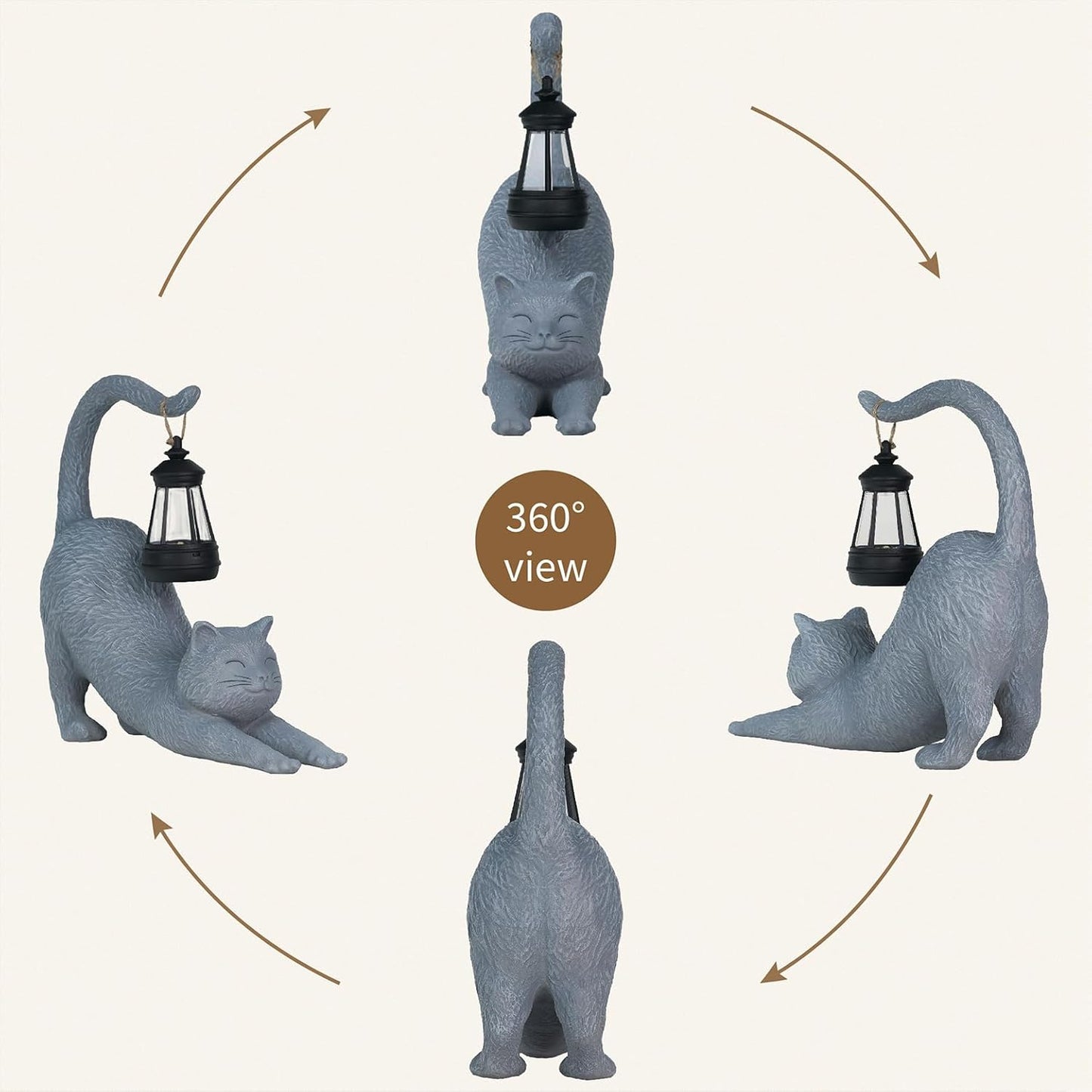 Solar Garden Statues Cat Figurine, Solar Yard Decorations Lawn Ornaments Yard Art Porch Patio Balcony, Cute Housewarming Gifts and Cute Birthday Gifts for Women Mom Grandma