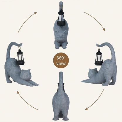 Solar Garden Statues Cat Figurine, Solar Yard Decorations Lawn Ornaments Yard Art Porch Patio Balcony, Cute Housewarming Gifts and Cute Birthday Gifts for Women Mom Grandma