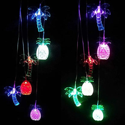 LED Solar Coconut Tree Pineapple Wind Chimes Outdoor - Waterproof Solar Powered Changing Color Palm Tree Pineapple Wind Chime Light for Home, Party, Festival Decor, Night Garden Decoration