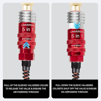 5 In 1 Universal Quick Industrial Connect Coupler Air Hose Fittings 1/4” Body Size 5-in-1 Quick Connect Air Fitting Air Compressor Accessories Fitting (5 PCS)