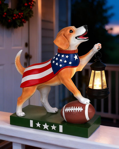 Solar Dog Statues Outdoor Decor with Lantern - Unique Beagle Puppy Home Decor Figurine for Garden, Patio, Yard - Idea Gifts for Women Mom