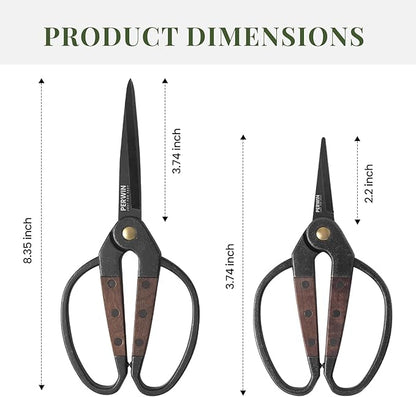 Garden Flower Bonsai Scissors,Walnut Wide Handles Pruning Gardening Scissors Floral Shears for Gardening,Succulent Harvest, and Precision Plant Trimming Care
