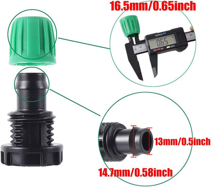 33 FT 1/2 Inch Drip Irrigation Tubing Main Line Hose Tube 1/2''PVC Garden Irrigation Tubing (OD:16mm,ID:12mm) with Drip Connector (Ends Plug,Hose Adapter) for Garden Drip Irrigation System