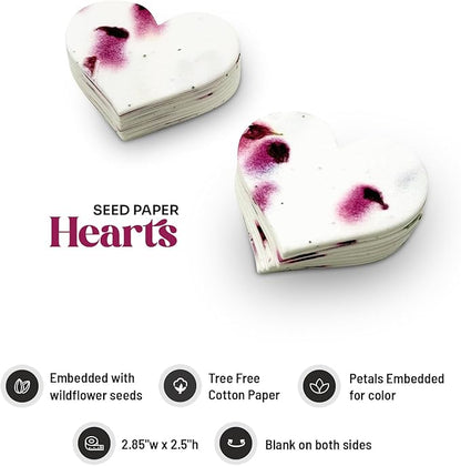 Heart Seed Paper – 50pcs Large Magenta Plantable Wildflower, Writable & Plantable Gift for Moms, Plant Lover, & Teachers, Ideal for Weddings, Baby Shower, Memorial, & Celebrations