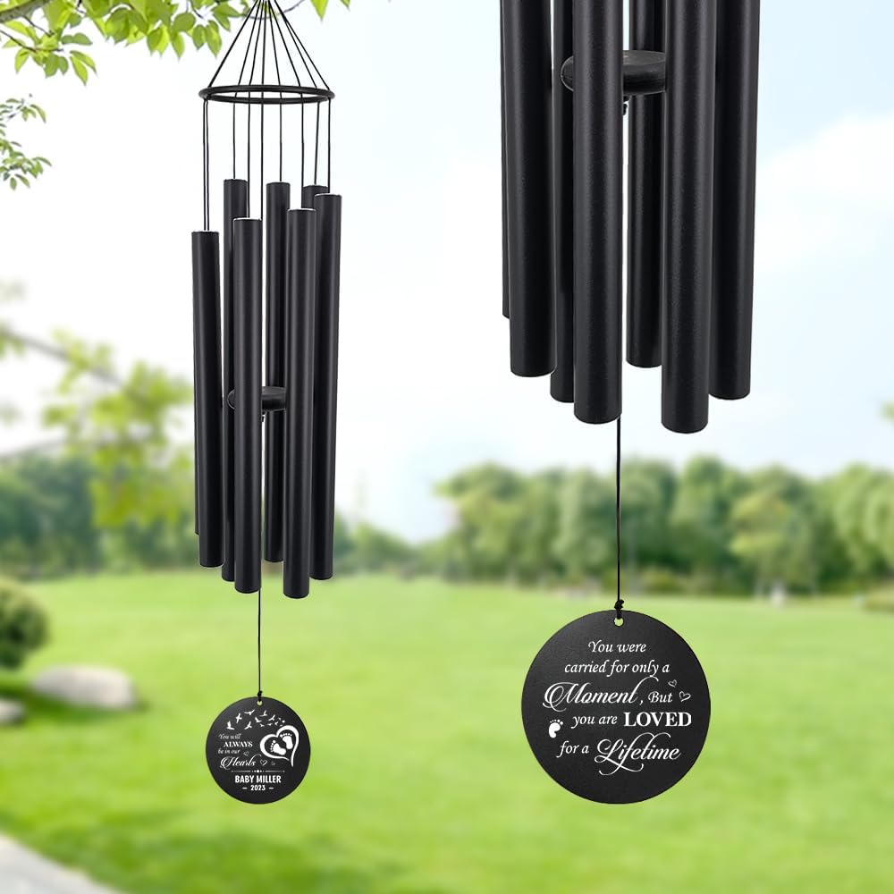 Personalized 36" Healing Memorial Wind Chimes for Outside, Bereavement Gift of Comfort for Loss of Mother, Father or Husband, A Soothing Remembrance for Your Garden and Patio