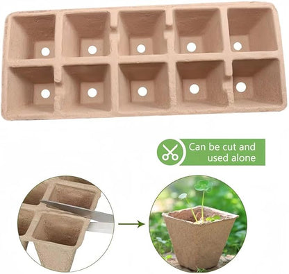 580 Cells Peat Pots Seed Starter Tray 58 Packs Biodegradable Seedling Pots Germination Trays Peat Pot for Seedling Organic Seed Starting Trays kit with 58 Labels 2 Transplant Tools