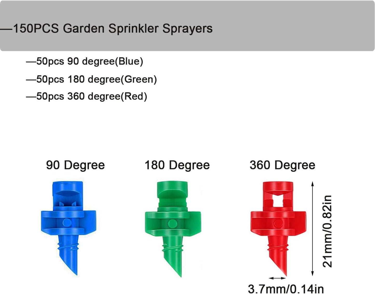150 PCS Micro Atomizing Garden Sprinkler Sprayer,Garden Lawn Water Spray Misting Nozzle for Plants Irrigation System(90/180/360 Degree)