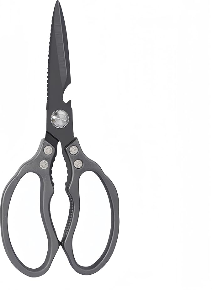 Heavy Duty Sharp Kitchen Scissors - Dishwasher Safe Black Cooking Shears for Meat, Chicken, Fish, Poultry, Herb, Bread (All Black)