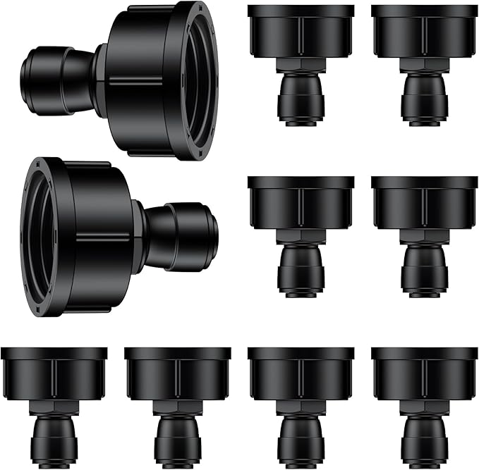 Pawfly 10 Pcs 3/4" to 1/4" Drip Irrigation Faucet Adapters, Quick Connect 3/4" FHT Faucet to 1/4" Tubing Connectors, Push-to-Fit Garden Hose Adapters, Anti-Leak Drip Irrigation Hose Connectors