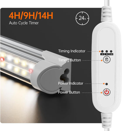 Bstrip Plant Shelf with Grow Light with Timer, Plant Stand with Adjustable Rack and Wheels, 3 Pack 72W T8 2FT Full Spectrum Grow Lights for Indoor Plants, Seed Starting, Seed Tray, 23.5"x13.8"x59"