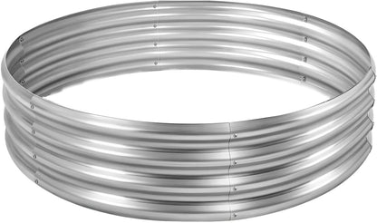 Land Guard 3×3×1ft Galvanized Raised Garden Bed Kit, Round Galvanized Planter Raised Garden Boxes Outdoor, Large Metal Raised Garden Beds for Vegetables, Silver