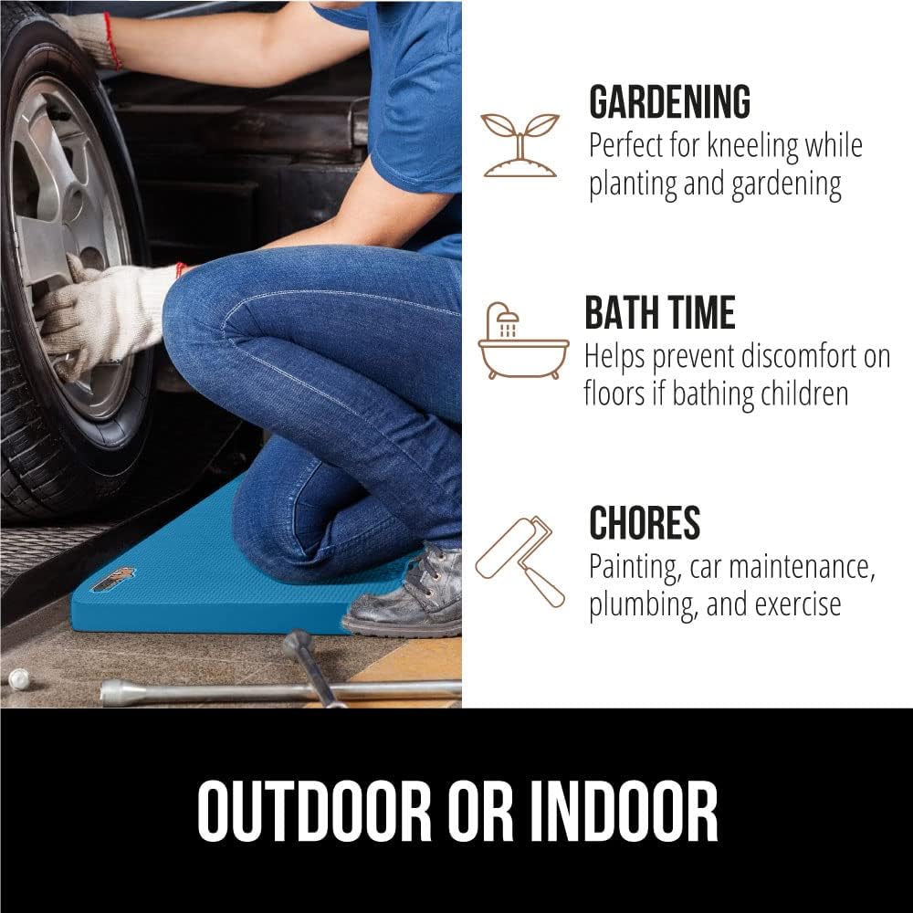 GORILLA GRIP Extra Thick Patent Pending Garden Kneeling Pad, 17.5 x 11 Inch Supportive Soft Foam Knee Cushioning for Gardening, Water Resistant, Bathing Baby, Working Supplies, Lightweight 2 Pack Blue