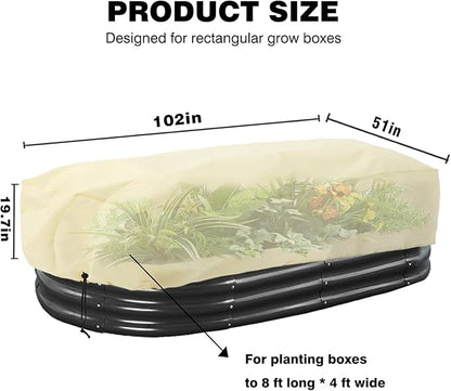 Plant Covers Freeze Protection, Rectangular Planter Plant Frost Blanket,Winter Plant Frost Plant Protection Cover, for Outdoor Fruit Tree Potted with Drawstrings Latches102X51X19.7INCH 1Pcs