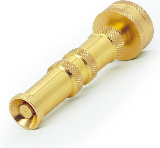 Brass Hose Nozzle Cyprium Brass Water Hose for Garden Hose, High Pressure Adjustable Twist Heavy Duty 4" Power Washer