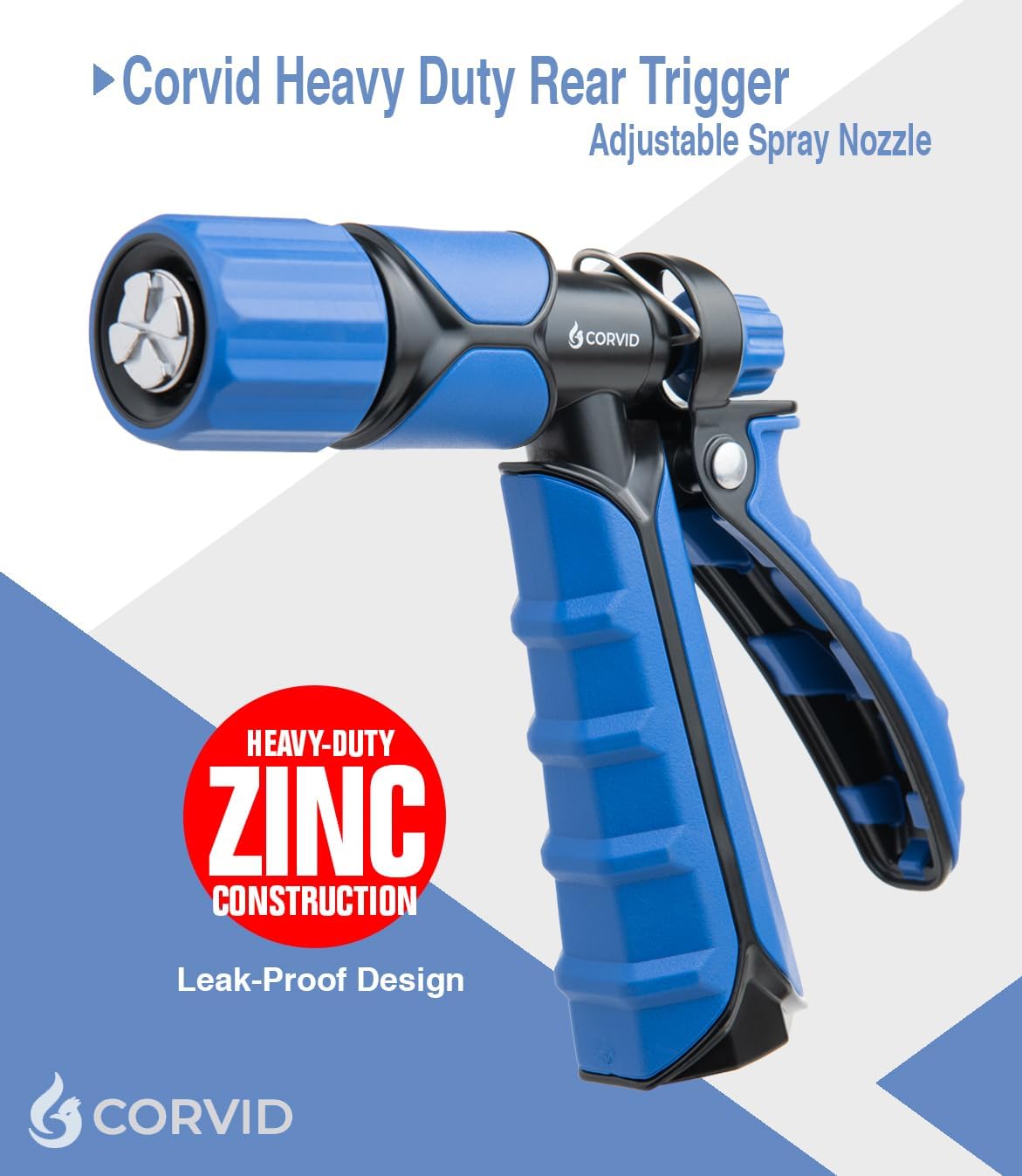 Heavy Duty Rear Trigger Adjustable Spray Hose Nozzle – Durable Zinc Construction with Adjustable Stream Control – Ideal for Car Washing, Lawn & Garden, and Outdoor Cleaning Tasks