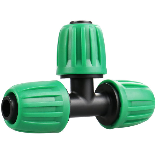 Drip Irrigation 1/2" Tee Fittings：1/2 Inch Drip Line Lock Barbed Tee Connectors for Drip Irrigation Tubing (1/2" ID x 0.640" OD) Anti-Drop Three Way Drip Irrigation Parts (12 Pieces)