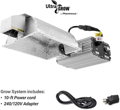 UltraGrow – Classic 1000W DE Double Ended HID Grow Light System with HID Bulb, Dimmable Ballast for Indoor Growing (Classic & MH)
