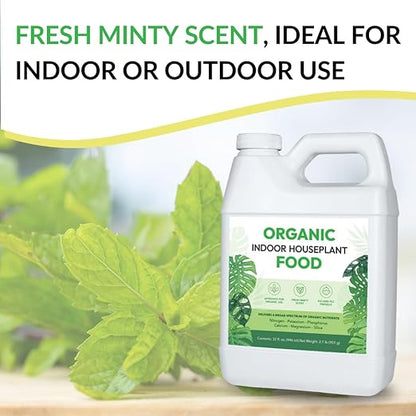 Organic Indoor Houseplant Food - Use on All Live Indoor Plants, Orchids, and Succulents | Concentrated Liquid Fertilizer Alternative (32oz, Mixes to 32 Gallons)
