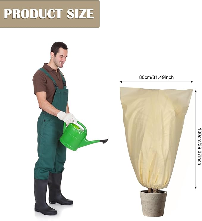 LangRay Plant Covers Freeze Protection, Winter Frost Cloths 2.8oz/yd² with Zipper and Drawstring, Garden Cover Protective Blankets for Outdoor Plants Fruit Palm Olive Trees (31in*39in 2pc)