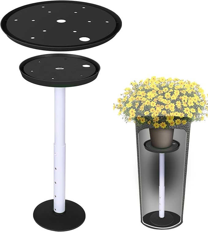 YLSAZL 2 Pack Adjustable Height Plant Risers for Inside Pots,21-33" Rise Plant Risers for, Indoor & Outdoor Insert with, Tall Square Round Taper Planter with 6''8" 10" Base & Top（Black - Long）