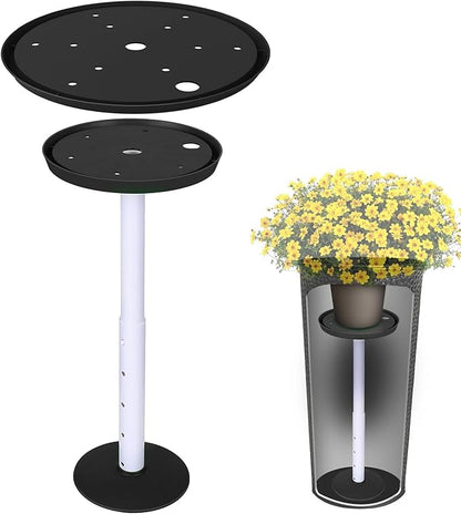YLSAZL 2 Pack Adjustable Height Plant Risers for Inside Pots,21-33" Rise Plant Risers for, Indoor & Outdoor Insert with, Tall Square Round Taper Planter with 6''8" 10" Base & Top（Black - Long）