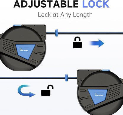 GARDENJOY Retractable Garden Hose Reel, 65 ft x 5/8 inch Heavy Duty Garden Hose with 180°Swivel Wall Mounted Bracket, 10 Pattern Sprayer Nozzle, Any Length Lock & Slow Return System