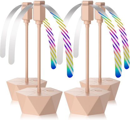 Portable Battery Powered Fly Fans for Tables Up to 15 Hours Working Time, 4-Pack Indoor Outdoor Food Fan with Flexible Goose-Neck Blades for Home Restaurant Party Picnic Patio BBQ, Lotus Pink