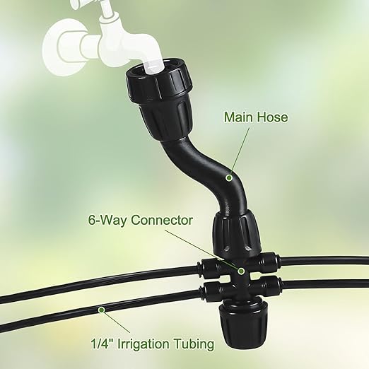 223FT Drip Irrigation System, Automatic Drip Irrigation Kit with 1/2'' 1/4'' Tubing Hose and Accessories,Adjustable Nozzle Garden Watering System,for Patio/Lawn/Garden Bed/Yard