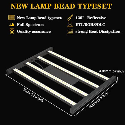 CANAGROW CG2400 LED Grow Light for Indoor Plants 4x4ft Coverage with High Yield Diodes, Sunlike Full Spectrum Dimmable Growing Lamps for Hydroponic Indoor Seeding Veg Bloom Greenhouse (Black)