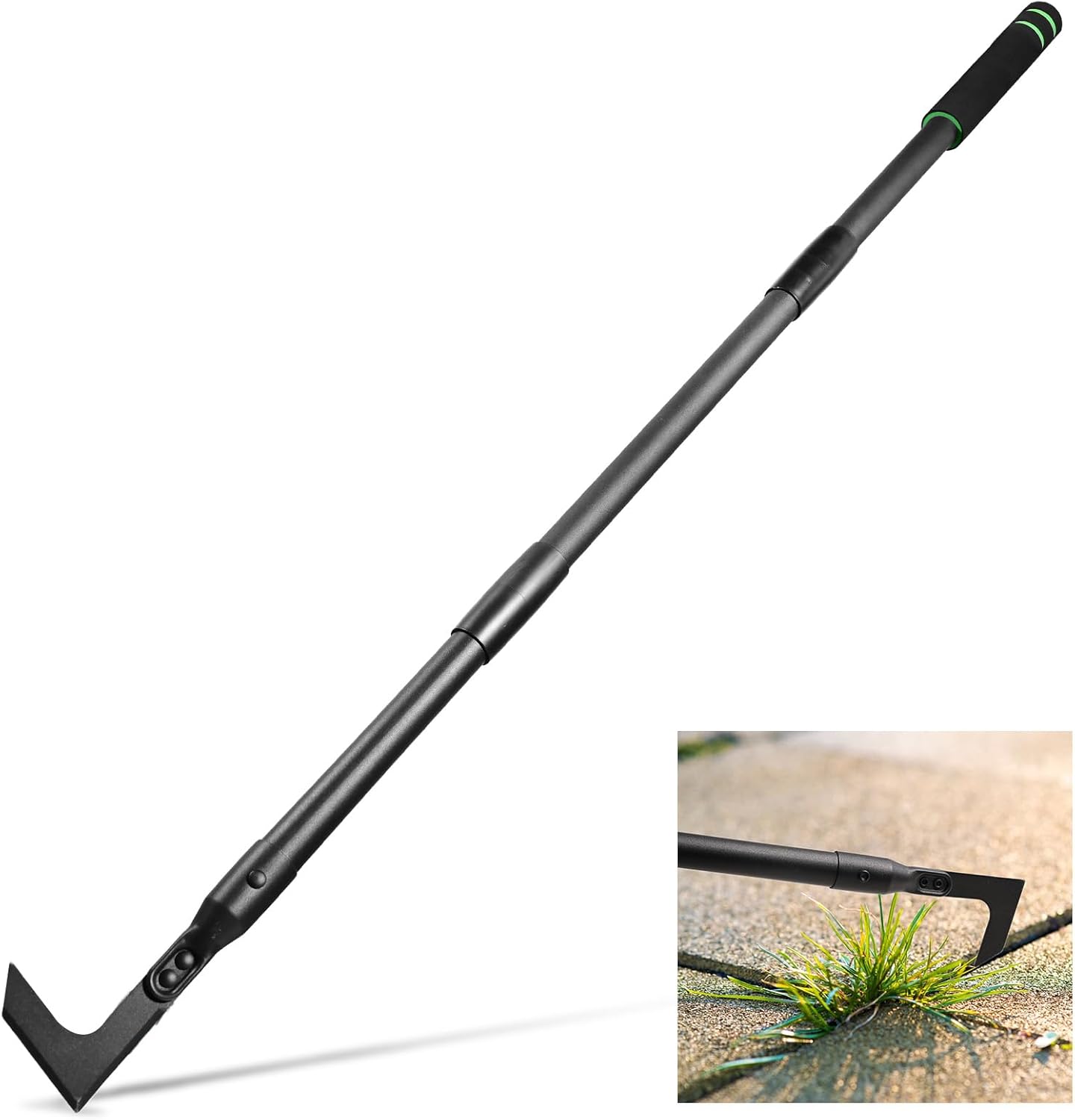 Crack Weeder 43.7" Long Handle Manual Crevice Weeding Tool Weed Puller Tool Durable Weed Remover for Sidewalks, Pavers, Deck Boards, Narrow Wall Gaps