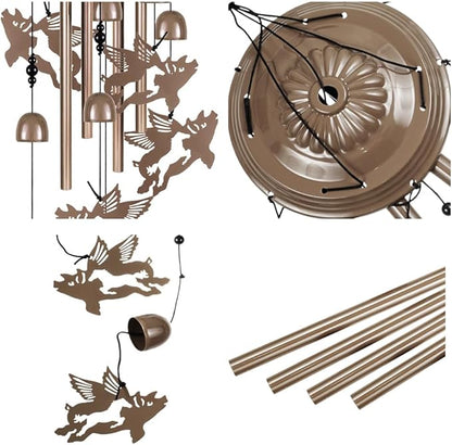 Outdoor Flying Pigs Wind Chimes Decor, Portable Mobile Wind Catcher, Sympathy Wind Bells, Memorial Gifts for Mom, Housewarming, Blessing WindChimes(Outside/Indoor/Home/Porch/Yard/Garden Decorate)