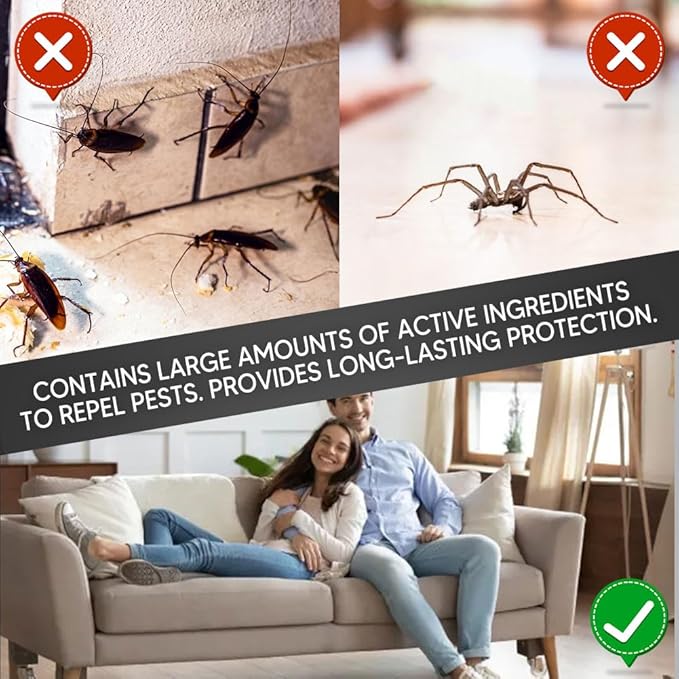 Pest Repellent, Rodent Repellent for Car Engines, Mouse Repellent, Keep Rodent, Roach, Mouse, Moth and Spider Away from House, Safe Around Kids, Pets & Plants, 120 sq ft Coverage - 2P