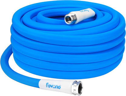 Fevone 75 ft x 5/8" No Kink Garden Hose, 3-Sided Prism Design to Prevent Kinks, Drinking Water Safe, 150 PSI Heavy Duty Water Hose, Flexible Hybrid Polymer with 3/4" Aluminum Fittings